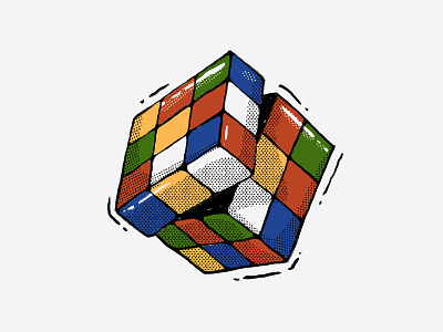 Magic Cube 2d childhood cube design digital art iconic illustration print puzzle riddle rubiks cube toy