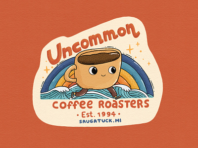 Sticker for Uncommon Coffee Roasters 2d caffeine city coffee coffee art coffee roasters coffee shop cup design digital art drawing illustration lake local merch mug product design small business sticker wave