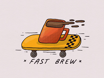 Fast Brew 2d brew caffeine coffee cup digital art fast illustration logo mug print design skate