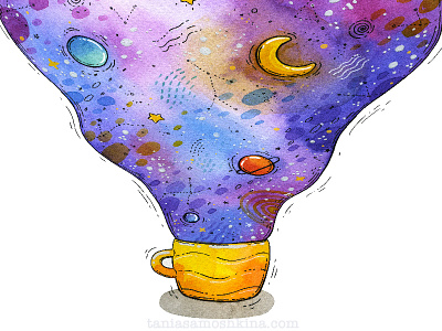 Daily portal 2d cosmic cup drawing illustration ink mug procreate space watercolor
