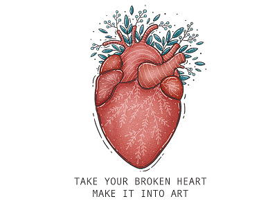heART digital floral heart illustration illustration art ilspirational quote