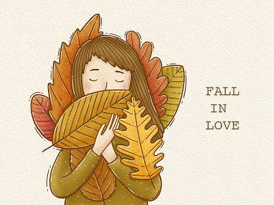 FALL amber autumn digital fall fall in love girl character girl illustration illustration leaf leaves november nyc procreate