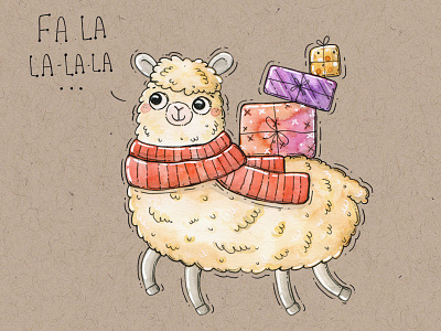 Fa-la-la llama animal care charachter drawing falala gifts illustration llama procreate watercolor