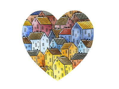 All I Love is Home art drawing heart house illustration love watercolor