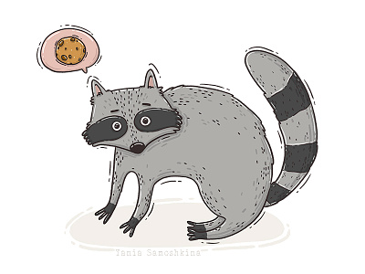 Did someone say cookies ? 2d animal charachter character design cookies illustartion raccoon