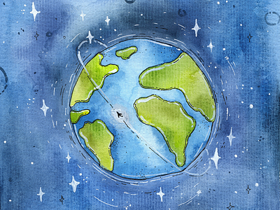 Earth Day art earth day gogreen handdrawn illustration lovetheearth planet space watercolors