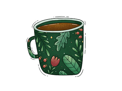 Caffeinated 2d caffeine coffee cup digital art floral icon illustration mug