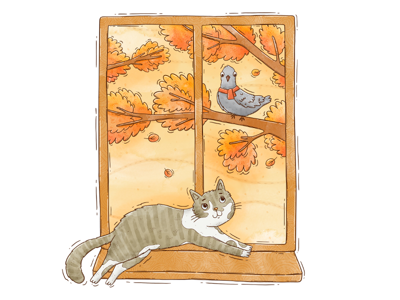 Autumnal cat by Tania Tania on Dribbble