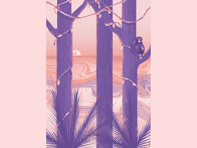 Rest art artwork illustration jungle monkey poster tropical