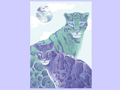 chmurkowe leoparty | Clouded leopart art artwork illustration jungle tropical