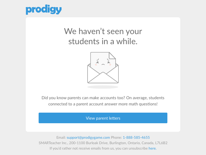 Sad Email empty state empty newsletter education letter envelope prodigy template design illustration email sad