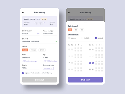 Train seat booking app