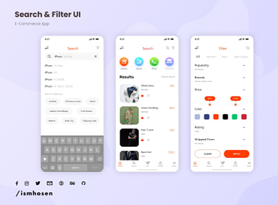 E-Commerce Search & Filter App UI advance ui android app ecom app ecommerce filter ui ios app ism ismhosen mobile application search filter search ui ui uiux