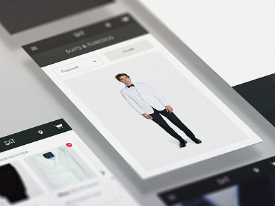 Stitch & Tie apparel customization ecommerce mobile rental screens suits tuxedos ui ux website