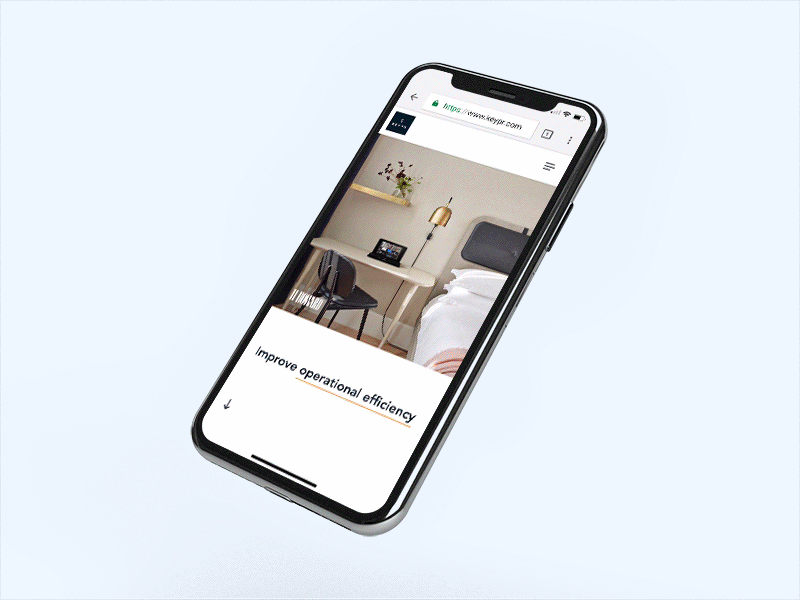Keypr - Homepage app clean hospitality hotel interaction iphone x mockup product simple ui ux website