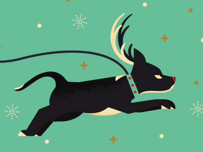 Mira the Bosky boston terrier card christmas deer dog holiday husky stars