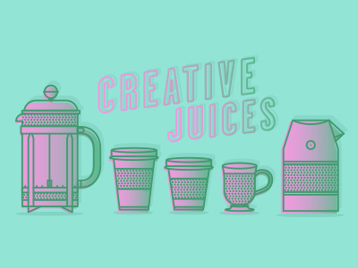 Creative Juices coffee coffee bag coffee cup french press gradient mug neon