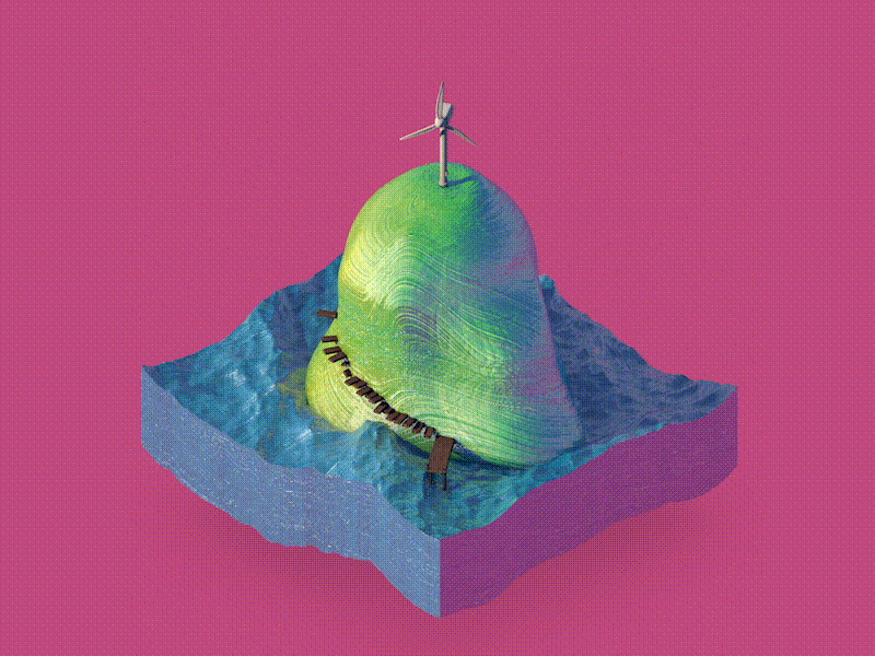Glassy Mountain relaxing cute loop animation pier gif glass water loop design pink model lzmotion cinema4d c4d