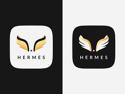 Hermes Platform Logo app branding god gold gradient hermes logo logo design logotype minimal star wings