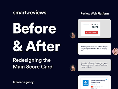 Before & After - Redesigning the Main Score Card - Smart.Reviews card design clean design agency designagency platform design productdesign ui uidesign uidesigner uiux uiux design uiuxdesign userinterface web design webapp webapp design webapplication webapps webdesign webdesigner