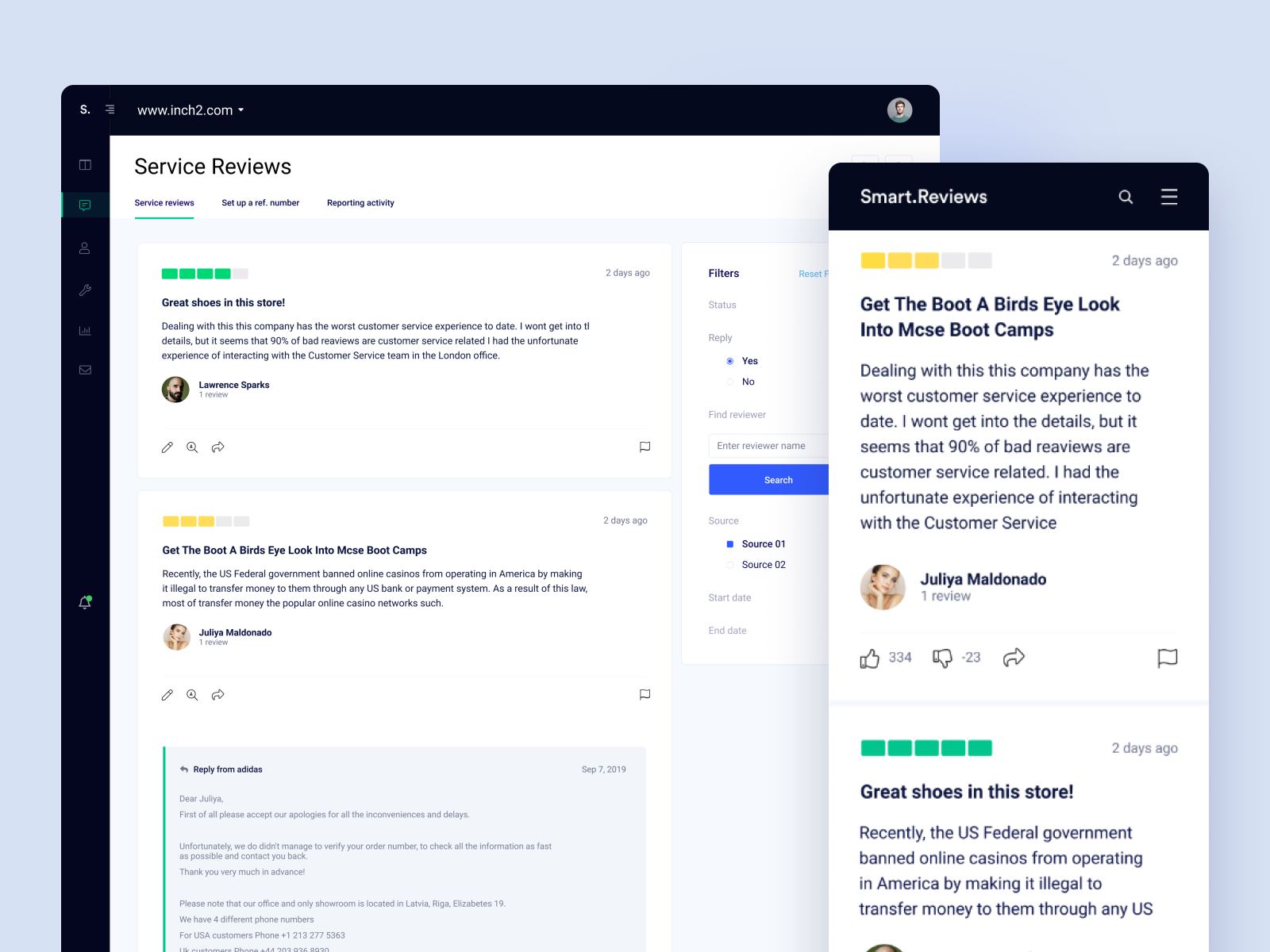 Smart.Reviews - Responsive web app by Tajana Tomic for bazen. on Dribbble