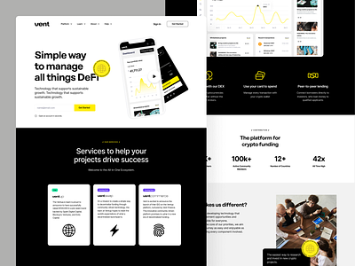 Vent – Landing Page anding page design bazen agency bitcoin crowdfunding crowdfunding platform crypto crypto app crypto landing page crypto wallet cryptocurrency defi eth finance financial management fintech investing landing page ui ux vent