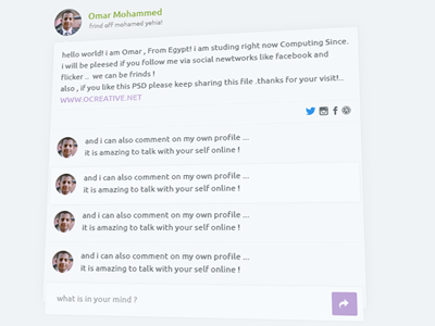 Freebies - Flat Profile and Comment Template PSD
