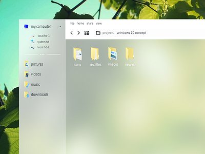 File Explorer - Windows 10 Concept 10 concept explorer file folders icons sidebar windows