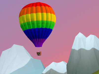 Hot Air Balloon Ride 3d cinema4d hot air balloons low poly mountains
