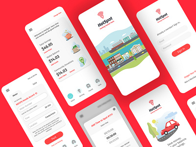 HotSpot Parking - App Screens adobe xd app app design branding illustration mobile parking taxi transit ui ui design