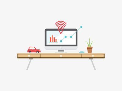 HotSpot Parking - Workstation Illustration analytics branding computer data graphic design illustration illustrator parking taxi transit workstation