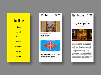 Billie - Mobile adobe art branding exhibition graphic design layout magazine mobile online publication ui ux website xd