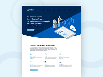 Verosource - Desktop Home blue branding cloud data desktop digital health graphic design healthcare icons illustration illustrator medical new brunswick people ui ux website