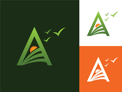 Agrihire Logo Concept a logo agriculture agro avitive bird logo branding business logo creative eco energy green leaf logo minimalist minimalist logo design minimalistic monogram sun unique vector