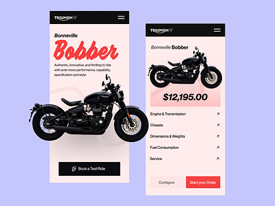 Triumph Motorcycles Website - Mobile version bike branding ui userinterface ux webdesign