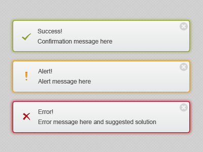 Notifications alert clean confirmation error icons success ui web