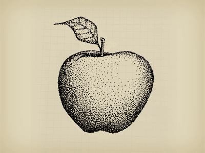 Stippled Apple (version 2) apple fruit illustration sepia stippled stippling