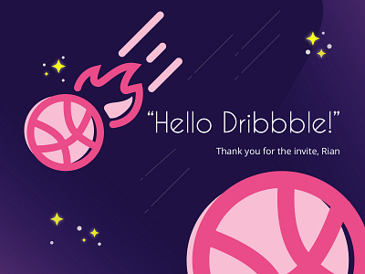 Hello, Dribbble! hello dribbble thank you card welcome