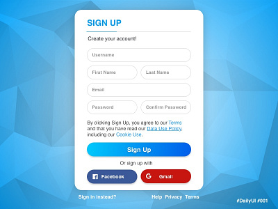 Sign Up - DailyUI Challenge sign up