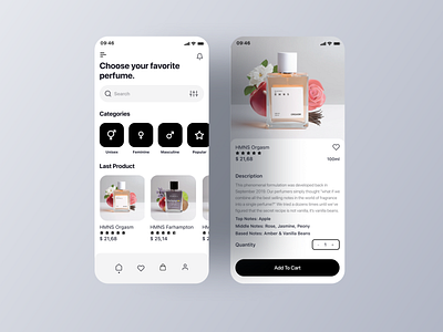 UI Design For HMNS app black clean design ecommerce elegant hmns minimalim mobile modern perfume simple ui