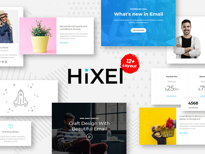 Hixel - Responsive Email Template agency clean design email newsletter