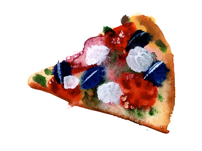 Pizza slice food illustration pizza watercolor