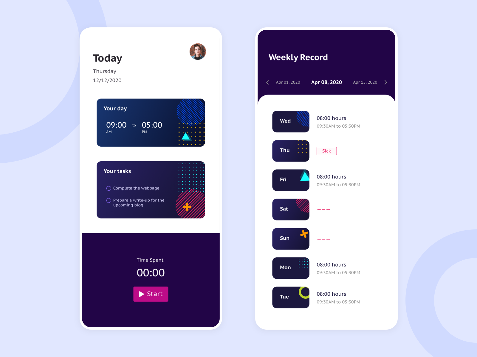 Time Sheet App by Indu Haritha on Dribbble