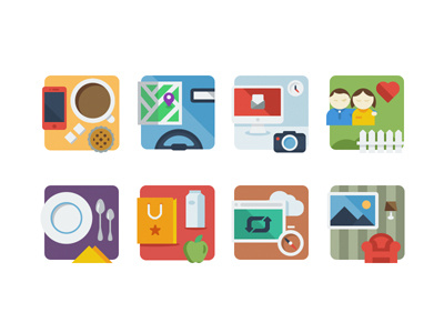 Flat icons-illustrations colorful flat icon illustration time