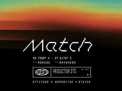 Match Production branding business cards dark design gradient logo logotype minimal tyou typography vintage