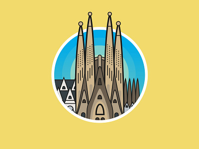 Coming to BCN barcelona cities familia gaudi icons illustration sagrada spain tiny vector