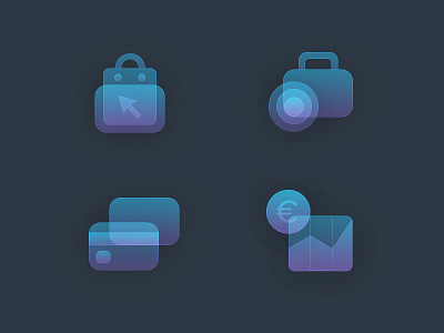 Fintech icons corporate finance fintech gradient icons minimal neon shadows vivd