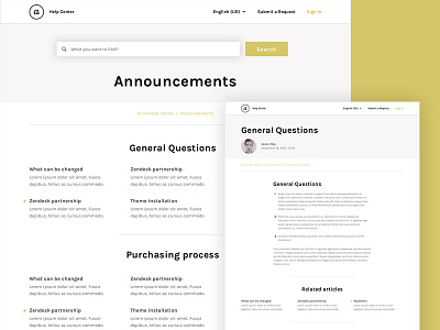 ZenDesk theme clean help center layout minimal sketch theme web