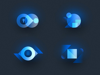 Payment icons blue geometric glow icons minimal neon