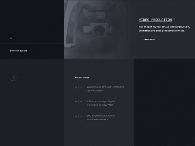 Solutions page layout agency dark grid layout marketing roboto typo web